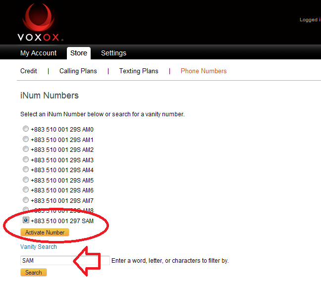 How to Select and Activate Your iNum Number with VoxOx